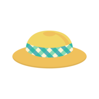 麦わら帽子(チェック柄のリボン付き)素材