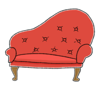 Sofa with a fashionable handwritten design