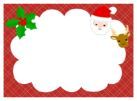 Red frame of holly, Santa and reindeer Decorative frame