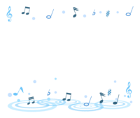 水と音符の音楽フレーム-飾り枠