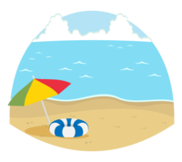 夏日大海和沙滩阳伞