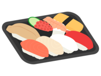 Packed raw sushi