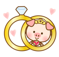 Cute pig bride and ring