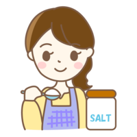 Housewife weighing salt