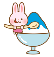 Cute rabbit and shaved ice