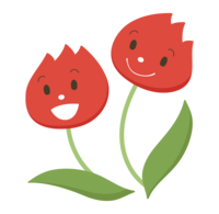 Cute bright red tulip