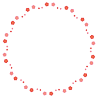 梅の花とつぼみの円形囲みフレーム飾り枠