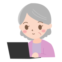 Elderly person (grandma) operating a PC