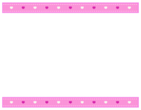 ハート柄のピンク色リボン風の上下フレーム飾り枠