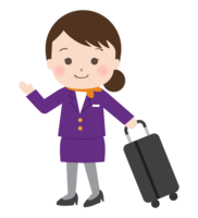 Cabin attendant pulling a suitcase