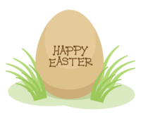Brown egg and (HAPPY-EASTER) characters