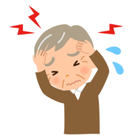Grandfather suffering from headache (elderly)