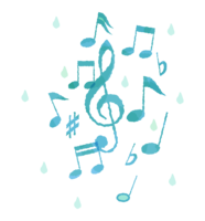 Musical notes and drops
