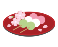 Sakura and three-color dumplings