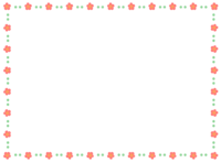梅の花と緑色のドットの四角いフレーム飾り枠