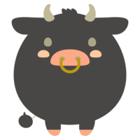 Round and cute black cow