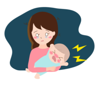 夜泣きする赤ちゃんとママ