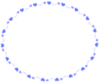 蓝色和紫色心形的椭圆形装饰框