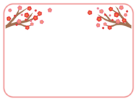 梅の木と梅の花のピンクの角丸フレーム飾り枠