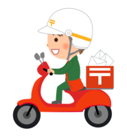 Postman delivering by motorcycle