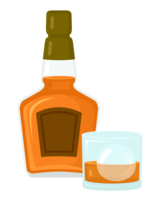 威士忌瓶和玻璃杯