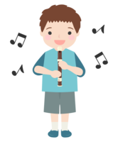 Boy playing the recorder