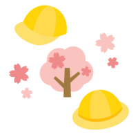 園児の帽子と桜