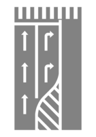 Headrace zone (zebra zone) and right turn lane