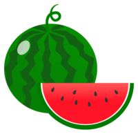 Watermelon ball and cut watermelon