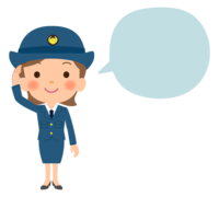 Speech balloon and policewoman-female policeman