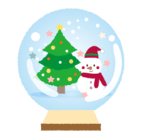 Snow globe of tree and snowman