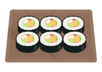 Cut thick sushi roll