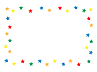 カラフルな星のフレーム-飾り枠