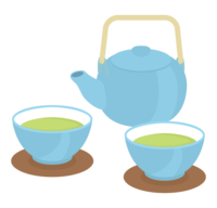 绿茶茶壶和茶杯