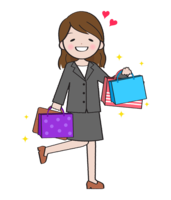 Female office worker who is happy to shop