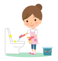Housewife cleaning the toilet