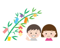 Tanabata decoration and children