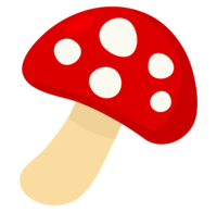 Mushrooms with red and white patterns