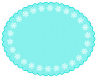 雪の結晶の緑色もこもこ楕円フレーム飾り枠
