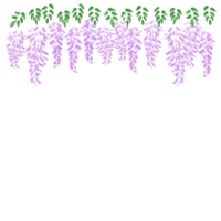 手書き風の藤の花の上段フレーム-飾り枠