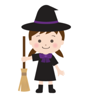 Halloween-Broom and Witch Girl