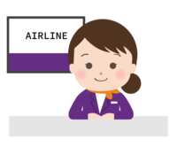 Cabin attendant at the airport counter