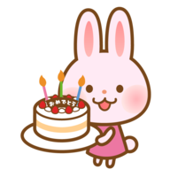 Birthday cake and cute rabbit