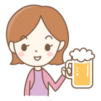 Woman holding a mug of beer