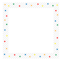 カラフルな星と斜線のフレーム-飾り枠