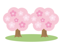 シンプルな二本の桜の木