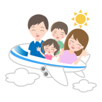 飛行機で家族旅行