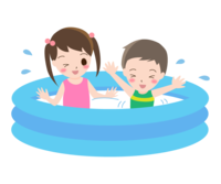 Children playing in the home pool
