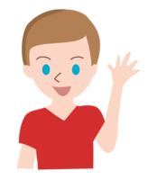 Foreigner raising his hand and greeting