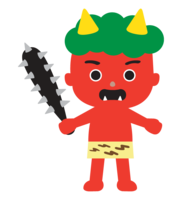 Red demon with a gold stick